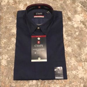 Chaps Herringbone Twill Wrinkle Free Dress Shirt